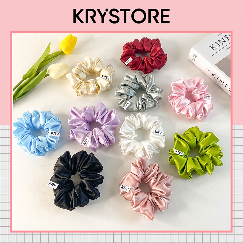Dây buộc tóc srunchies lụa satin phi bóng giá sỉ made by Kry DT03
