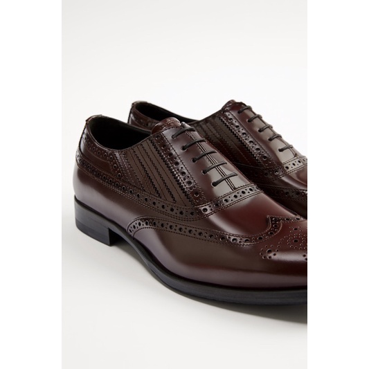 Giày Oxford da Zara authentic BURGUNDY GLOSSY