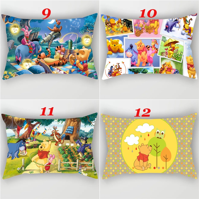 Vỏ Gối Hình Chữ Nhật In Họa Tiết Hoạt Hình Winnie Pooh Đáng Yêu