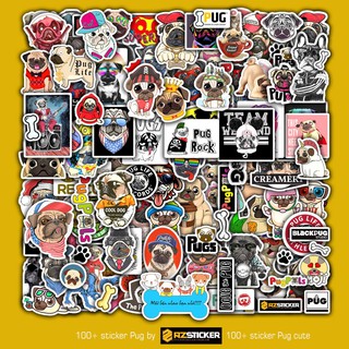 [ Xưởng Bán Sỉ ] Sticker Chống Nước Chủ Đề Chó Pug Dán Nón bảo Hiểm