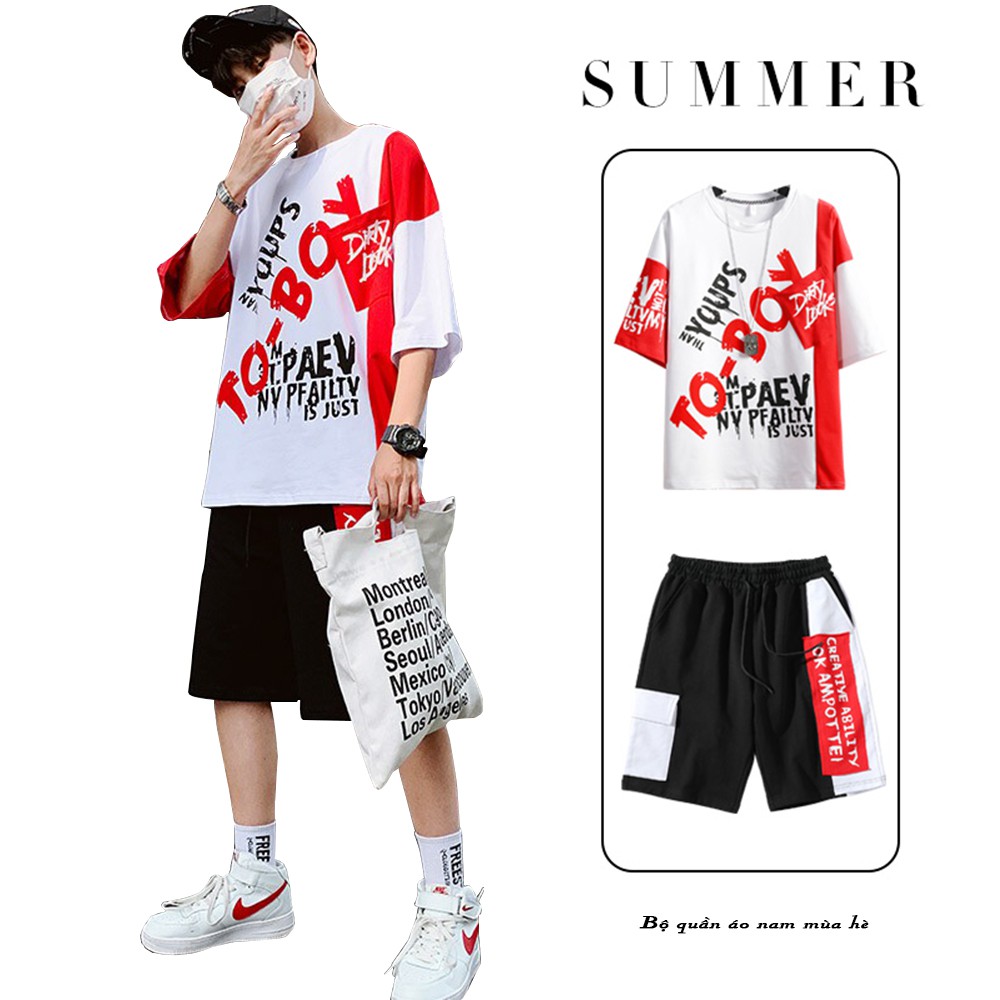 Bộ Quần Áo Thun Nam Thể Thao Mùa Hè TO-BOY Ngắn Tay Phối Quần Shorts Đùi ZENKODLMEN SET NAM 9000033C3