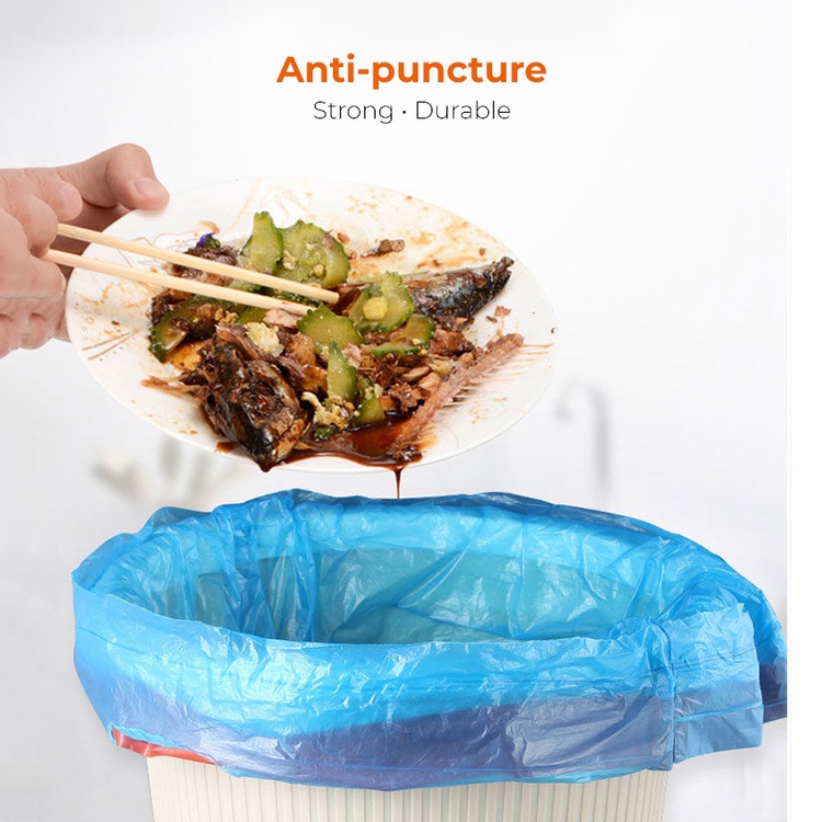 Cuộn 15 túi đựng rác bằng nhựa PE 45cmx50cm có dây rút tiện lợi