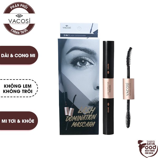 Mascara Chuốt Mi 2 Trong 1 Làm Dài Và Cong Mi Tự Nhiên Vacosi Lash Domination Mascara 10g (VM09)