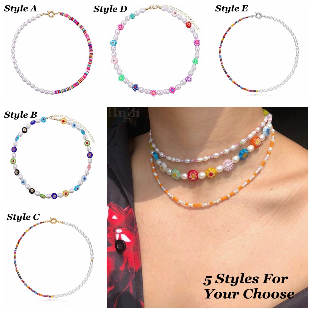 Vòng Cổ Choker Đính Hạt Ngọc Trai Nhiều Màu Sắc Phong Cách Bohemian Thời Trang Cho Nữ