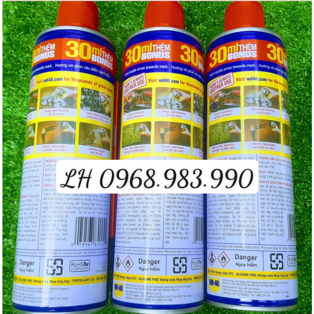 WD40-412ml  Mỹ và WD40-469ml TQ Chai xịt chống rỉ,chống ẩm bảo dưỡng, bôi trơn