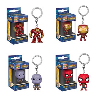 Funko POP! Marvel 《 The Avengers 》 Người Sắt Người Nhện Hulkbuster Thanos Móc Khóa Nhân Vật Hành Động Móc Khóa Đồ Chơi Mô Hình Búp Bê