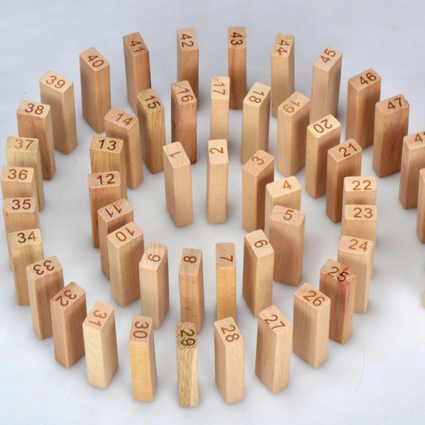 Bộ đồ chơi rút gỗ Wood toys 48 thanh kèm 4 con súc sắc cho bé (Loại lớn)