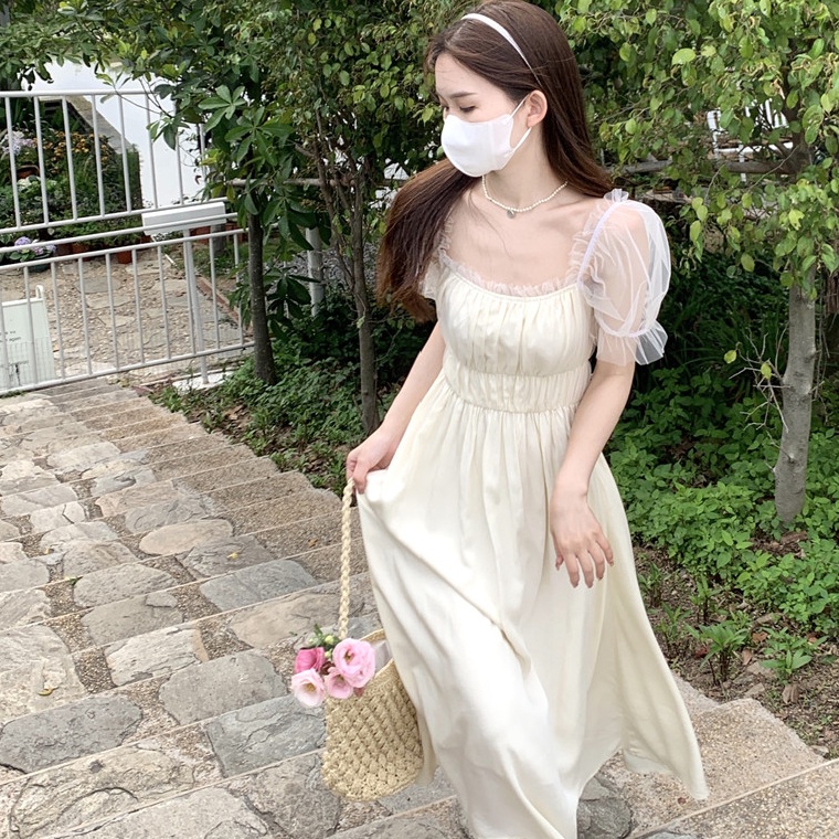 Đầm Dáng Dài Tay Phồng Phong Cách Pháp Cổ Điển Thời Trang Mùa Hè Hàng Mới Dành Cho Bạn Nữ