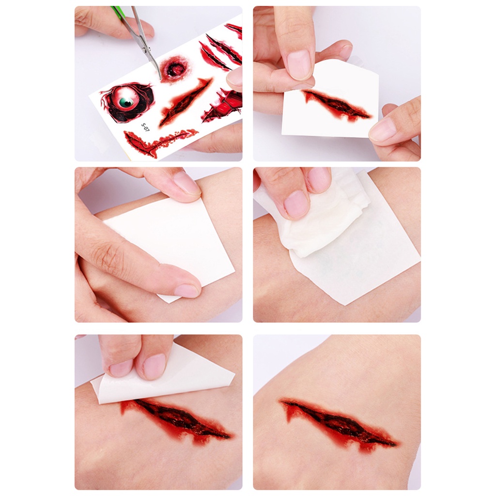 Set 10 Tấm Hình Xăm Dán Tạm Thời Bằng Giấy Chống Nước Thân Thiện Với Da Họa Tiết Halloween Dành Cho Nam