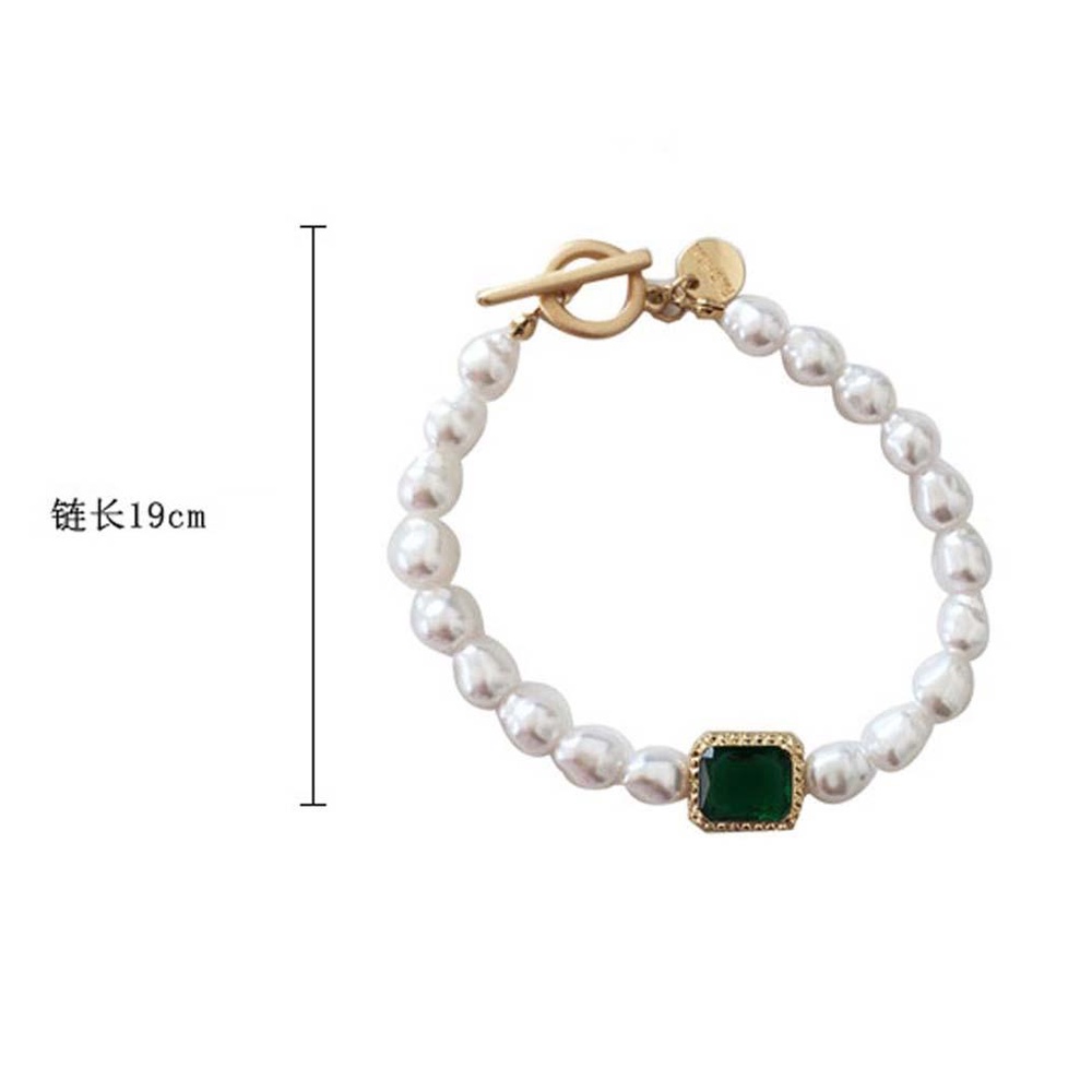 Vòng cổ Hợp Kim Mặt Kính Màu Xanh Lá Hình Vuông Phong Cách Retro Thời Trang