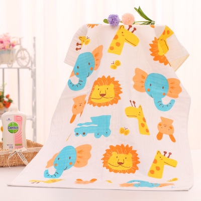 Khăn tắm cotton cho bé hoạt hình khăn tắm lớn 60 * 120 trẻ em khăn tổ ong trẻ em hai lớp gạc mật độ cao