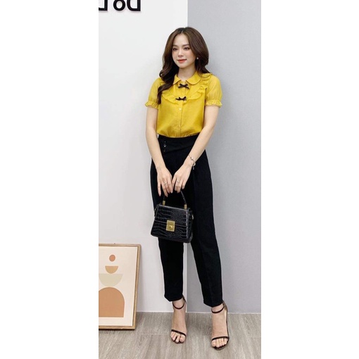 Áo Sơ Mi Nữ Công Sở, Dáng Suông Gloria Shop Sơ mi đính nơ, dáng basic dễ phối đồ SMK1