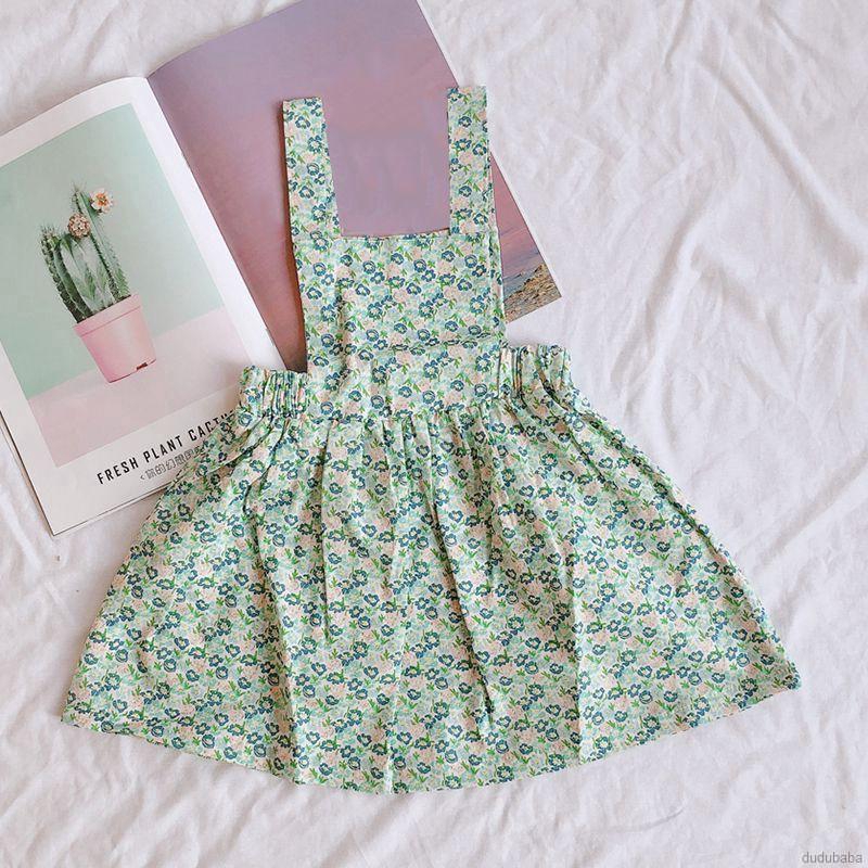 Đầm yếm 2 quai họa tiết hoa vải cotton cho bé 0-4 tuổi