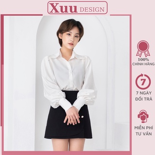 Áo sơ mi tay bồng Xuu Design, Áo kiểu nữ bo tay thời trang chất vải mềm thumbnail
