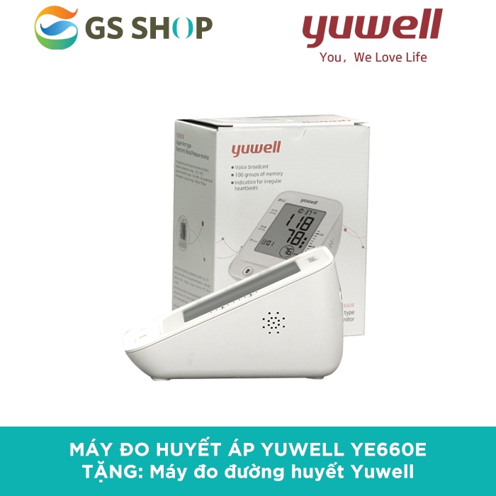 Máy đo huyết áp YUWELL YE660E (Bản mới 2022 dùng cáp USB) có giọng nói Việt tặng MÁY ĐO ĐƯỜNG HUYẾT YUWELL 710