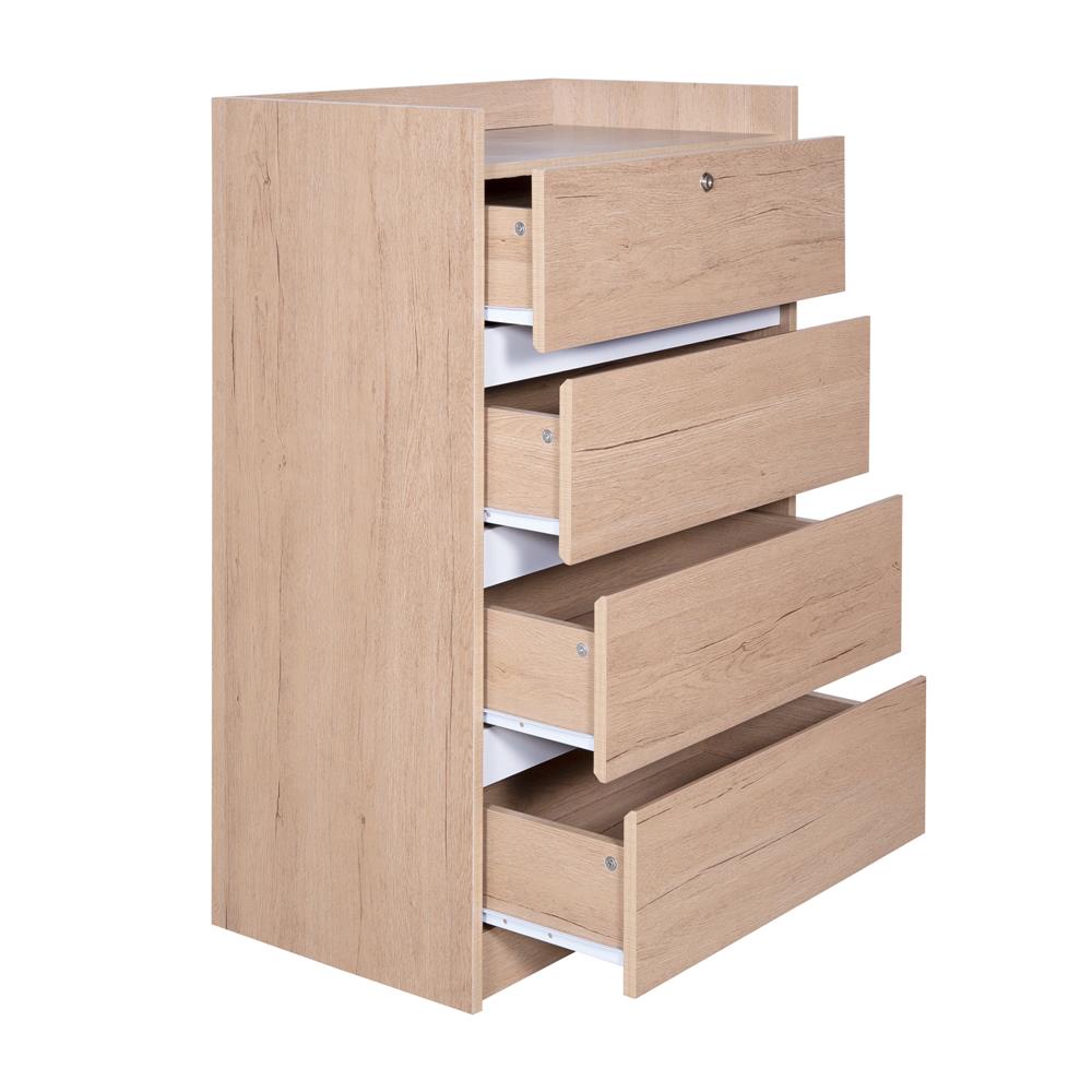 HomeBase FURDINI Tủ gỗ 4 ngăn kéo bằng gỗ ép FORCE Thái Lan W60xH95xD39cm màu gỗ sồi/trắng