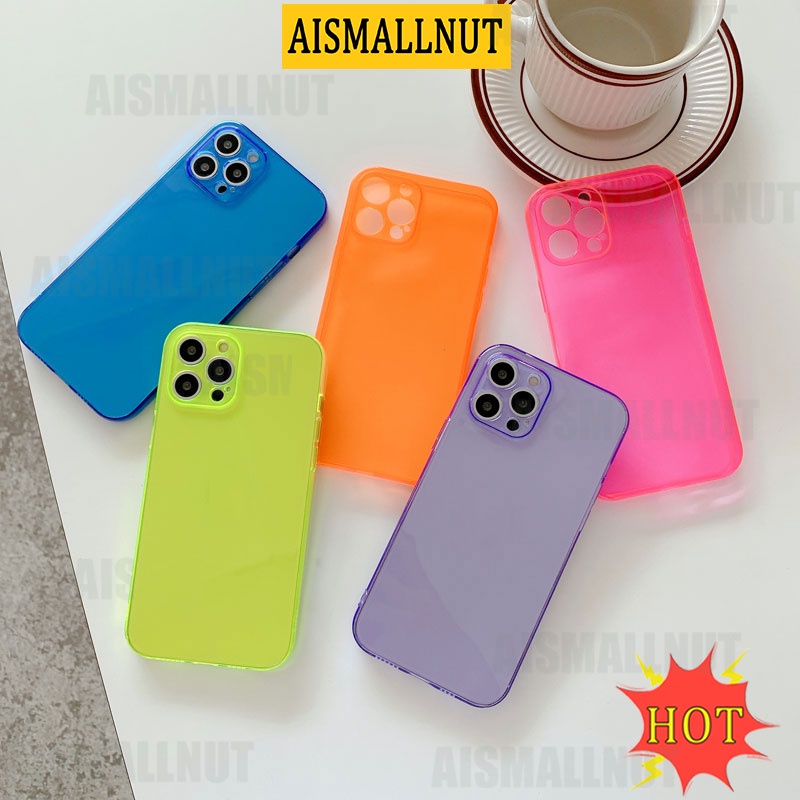 Ốp Điện Thoại TPU Dẻo Màu Huỳnh Quang Thời Trang Chống Sốc/ Bụi Bẩn Cho iPhone11 12 Pro Max 7 8 Plus X XS XR XSMAX