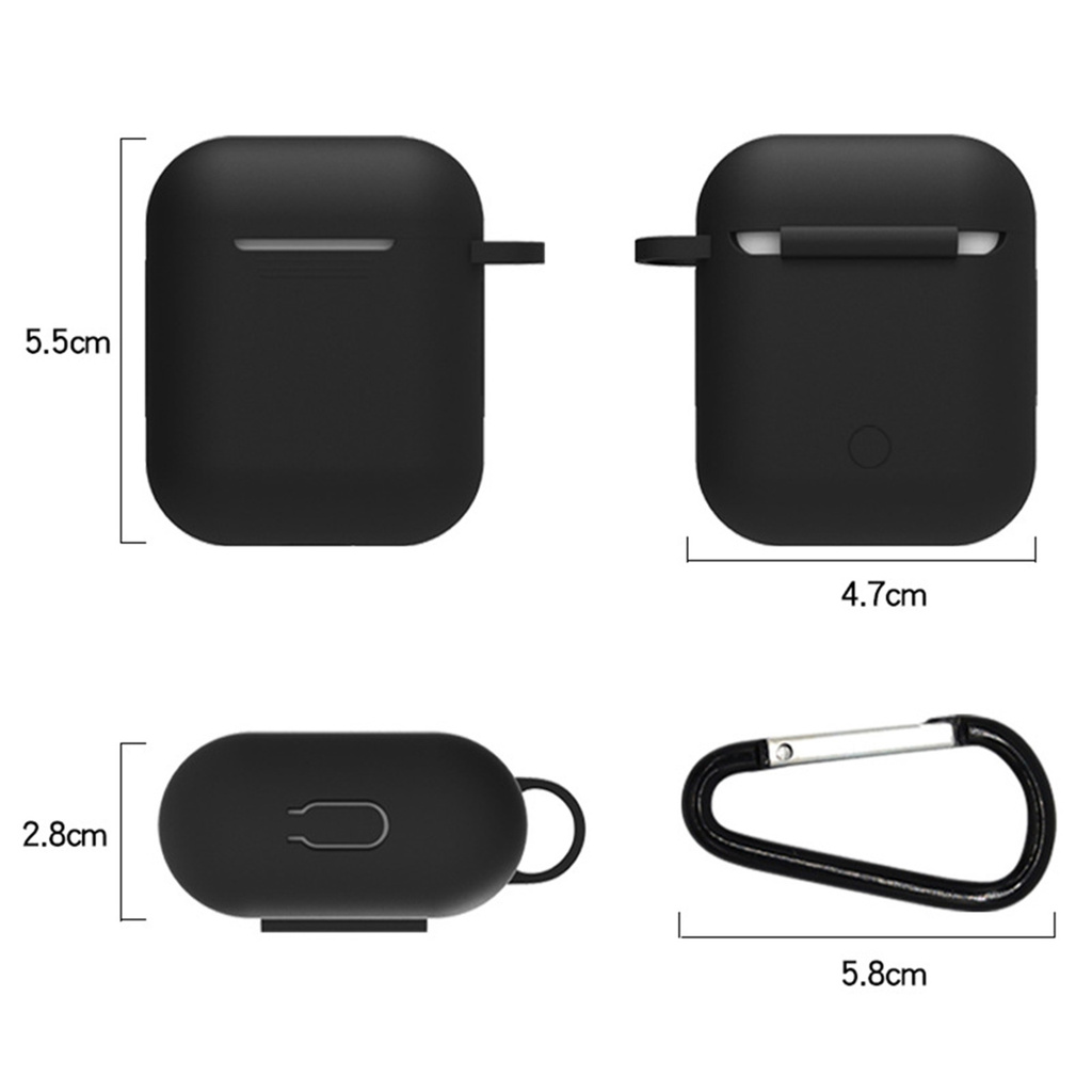 Set 4 Món Hộp Đựng Tai Nghe Airpods 1 / 2 Bằng Silicon Chống Trầy Kèm Móc Khóa Tiện Lợi