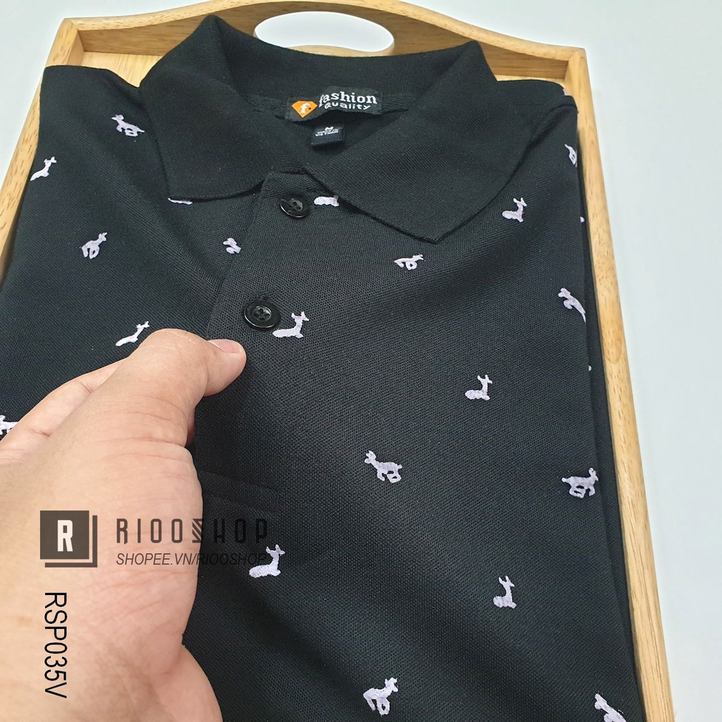 Áo thun nam có cổ họa tiết deer cao cấp RSP035V - áo polo nam form rộng Riooshop | BigBuy360 - bigbuy360.vn