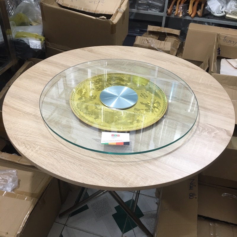Mâm xoay bàn ăn  cao cấp size 60,70,80,90,100cm, bộ mâm xoay bao gồm đế xoay và kính cường lực dày 10ly
