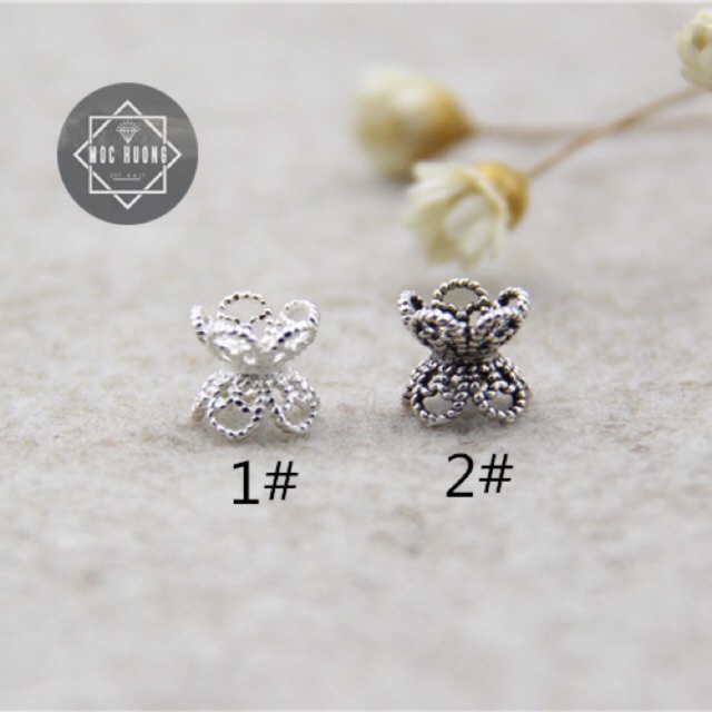 [GIÁ BUÔN] Charm bạc ốp đôi, bọc hạt đá - Hàng bạc loại 1 siêu đẹp PH119