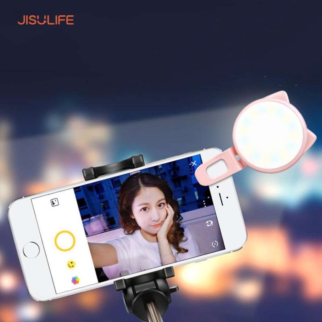 Đèn LED Selfie trợ sáng kẹp điện thoại 3 cấp độ - Tạo hiệu ứng chụp ảnh quay Tik Tok cực đẹp hình con mèo Jisulife BL02 | BigBuy360 - bigbuy360.vn