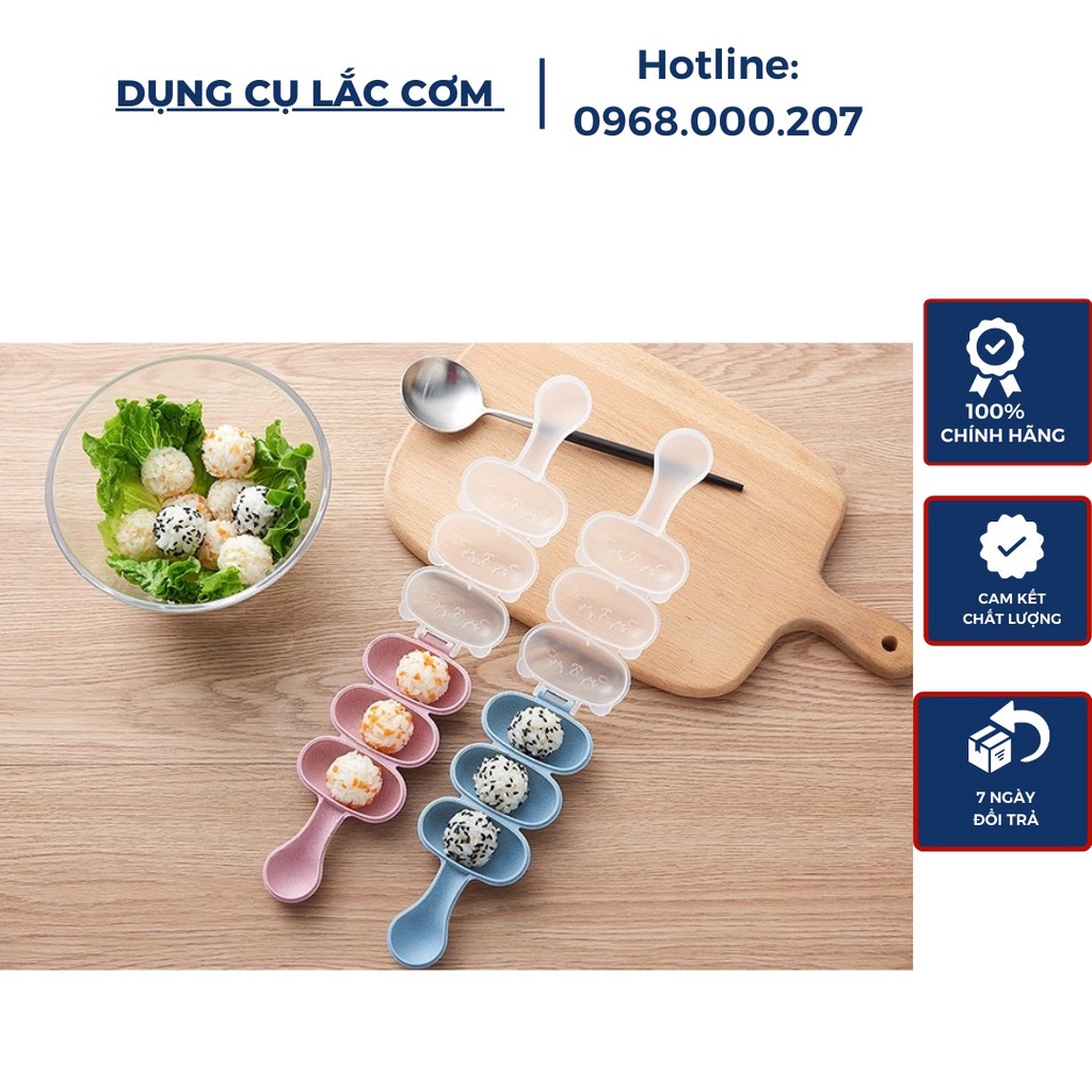 Bộ khuôn lắc cơm tạo hình cơm nắm cho bé ăn dặm kèm thìa/vá xúc dụng cụ tạo cơm nắm Bento hình tròn cho bé ăn dặm
