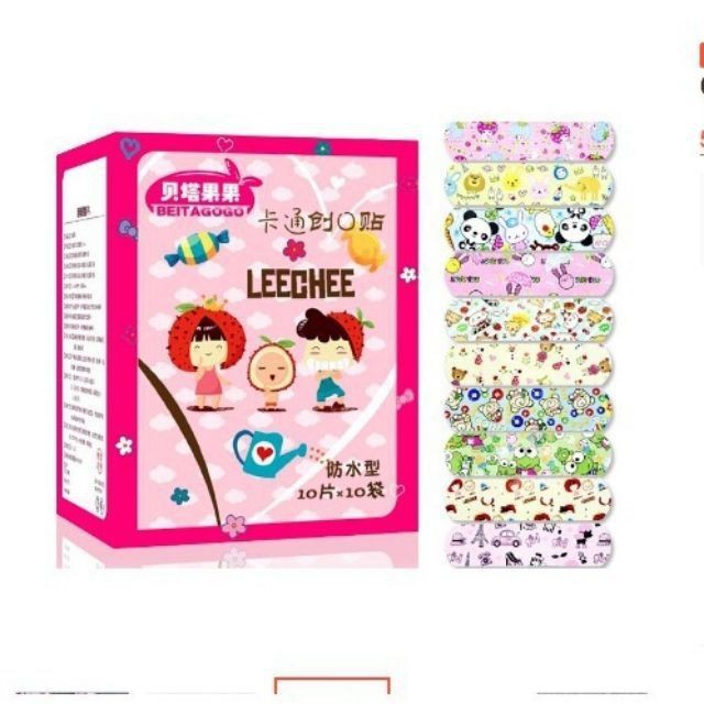 Băng UGO KID cho Bé,nhiều hoạ tiết dễ thương,Hộp 100 miếng