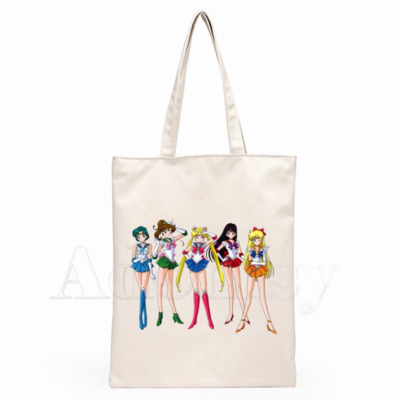 Sailor Moon Túi Xách Canvas Cỡ Lớn In Hình Thủy Thủ Mặt Trăng Phong Cách Harajuku Cho Nữ