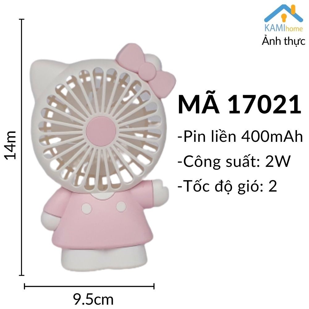 Quạt mini cầm tay và để bàn Pin sạc tích điện Thú dễ thương mã 17021