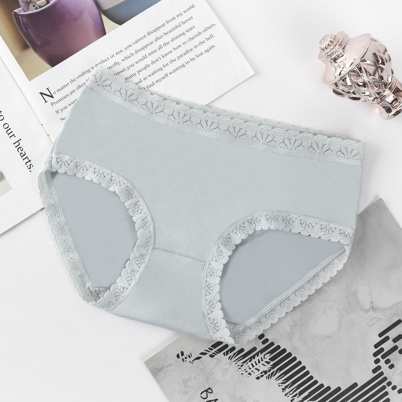 Quần Lót Cotton Màu Trơn Lưng Vừa Dễ Thương Cho Nữ