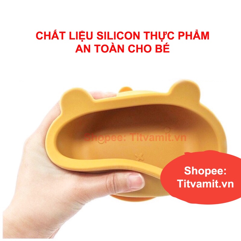[CHỐNG ĐỔ] Set Bát Ăn Dặm Silicon Có Đế Hít Chống Đổ Kèm Thìa Silicon Cho Bé