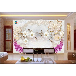 Tranh lụa hoa 3d in vải lụa kt ngang 1.25m*0.8m