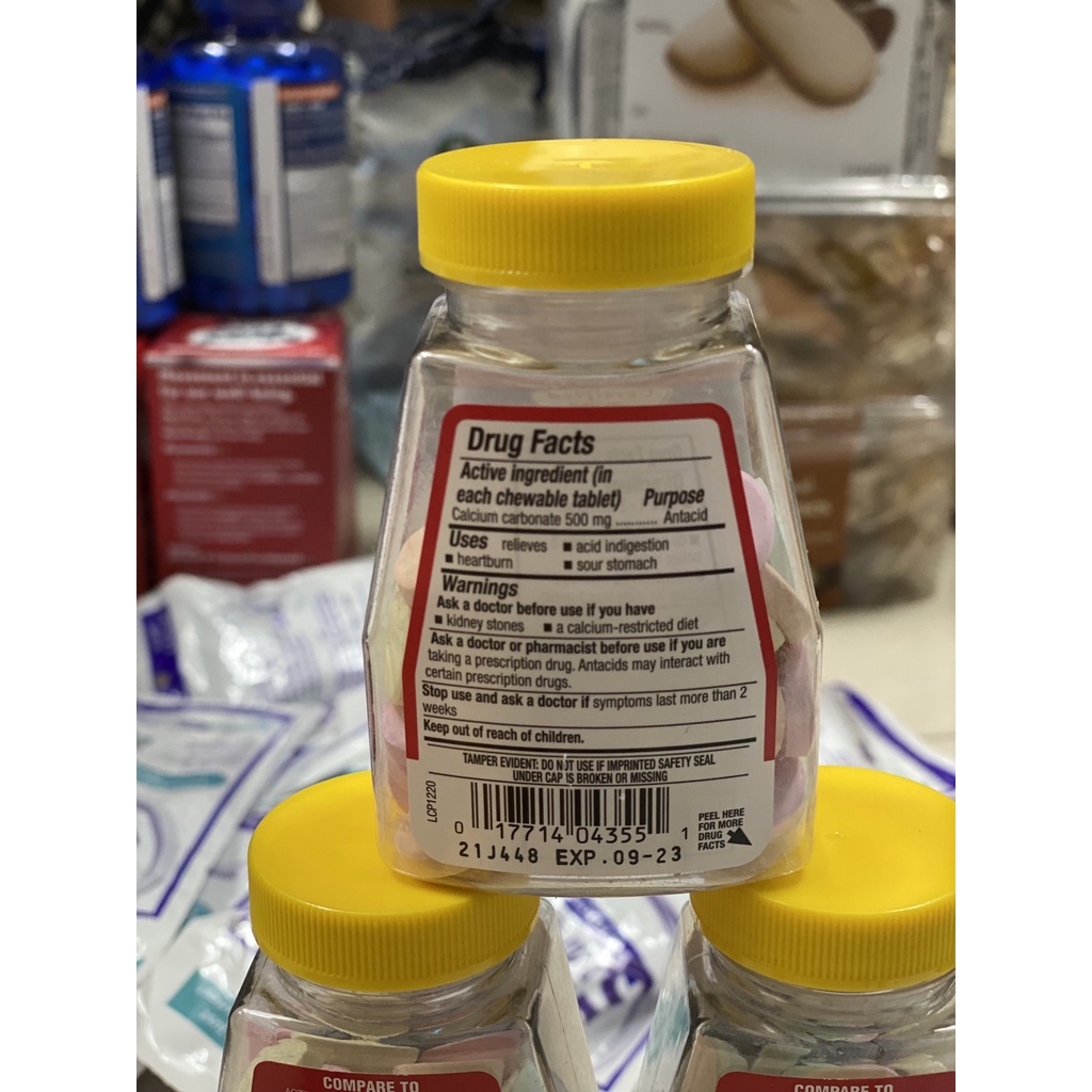 Kẹo nhai giảm trào ngược axit, ợ nóng ANTACID Calcium Carbonate 500mg
