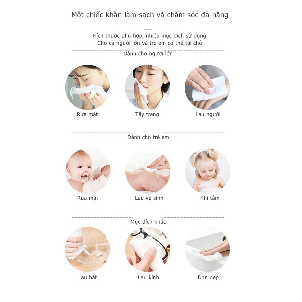 khăn tẩy trang, khăn mặt dùng 1 lần siêu tiện lợi - 100% cotton- trọng lượng 260g, 180g, 150g | BigBuy360 - bigbuy360.vn