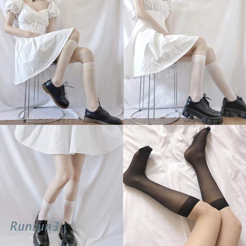 Vớ cổ cao trong suốt màu trơn phong cách Lolita Nhật Bản đơn giản đáng yêu cho nữ