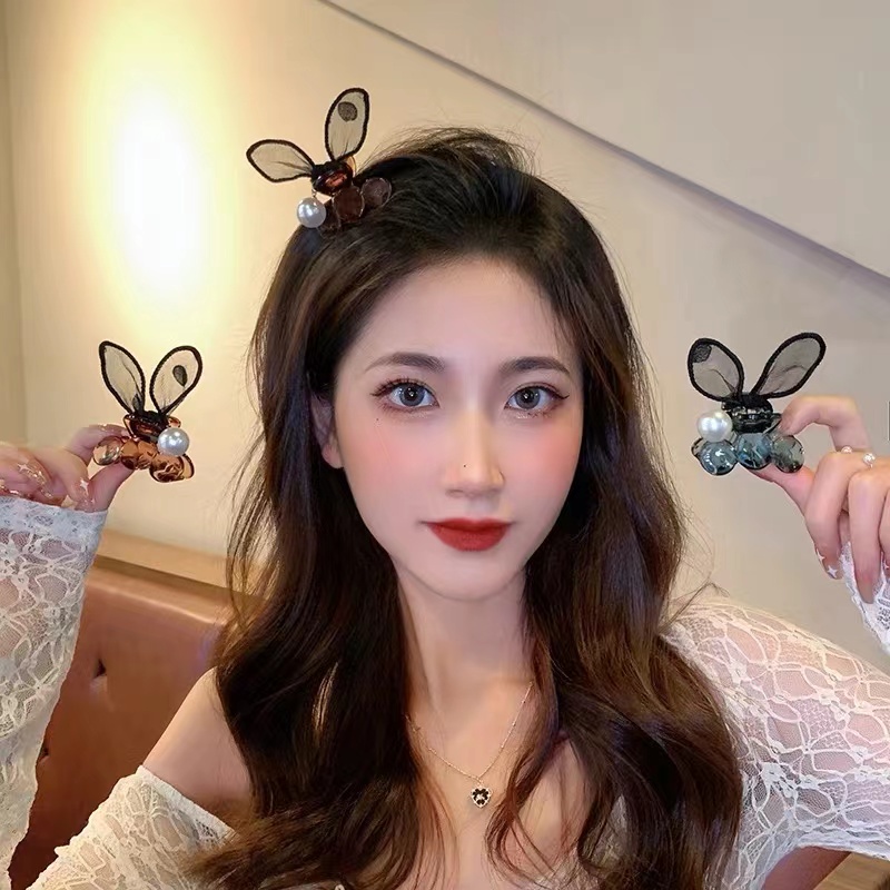 Kẹp Tóc Hình Nơ Đính Ngọc Trai Phong Cách Hàn Quốc Cho Nữ