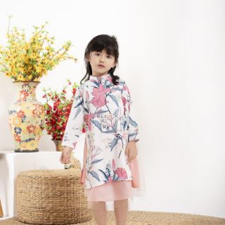 Set áo dài cách tân cho bé hoa ly