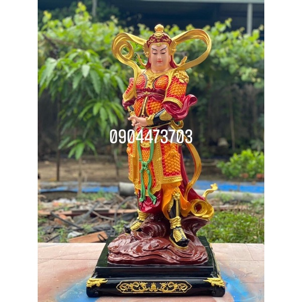Tượng Ngài Hộ Pháp đứng cao 1m màu cam