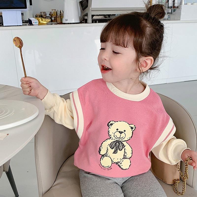 Áo sweater tay dài in hoạt hình Se7en kiểu Hàn Quốc dễ thương cho bé gái