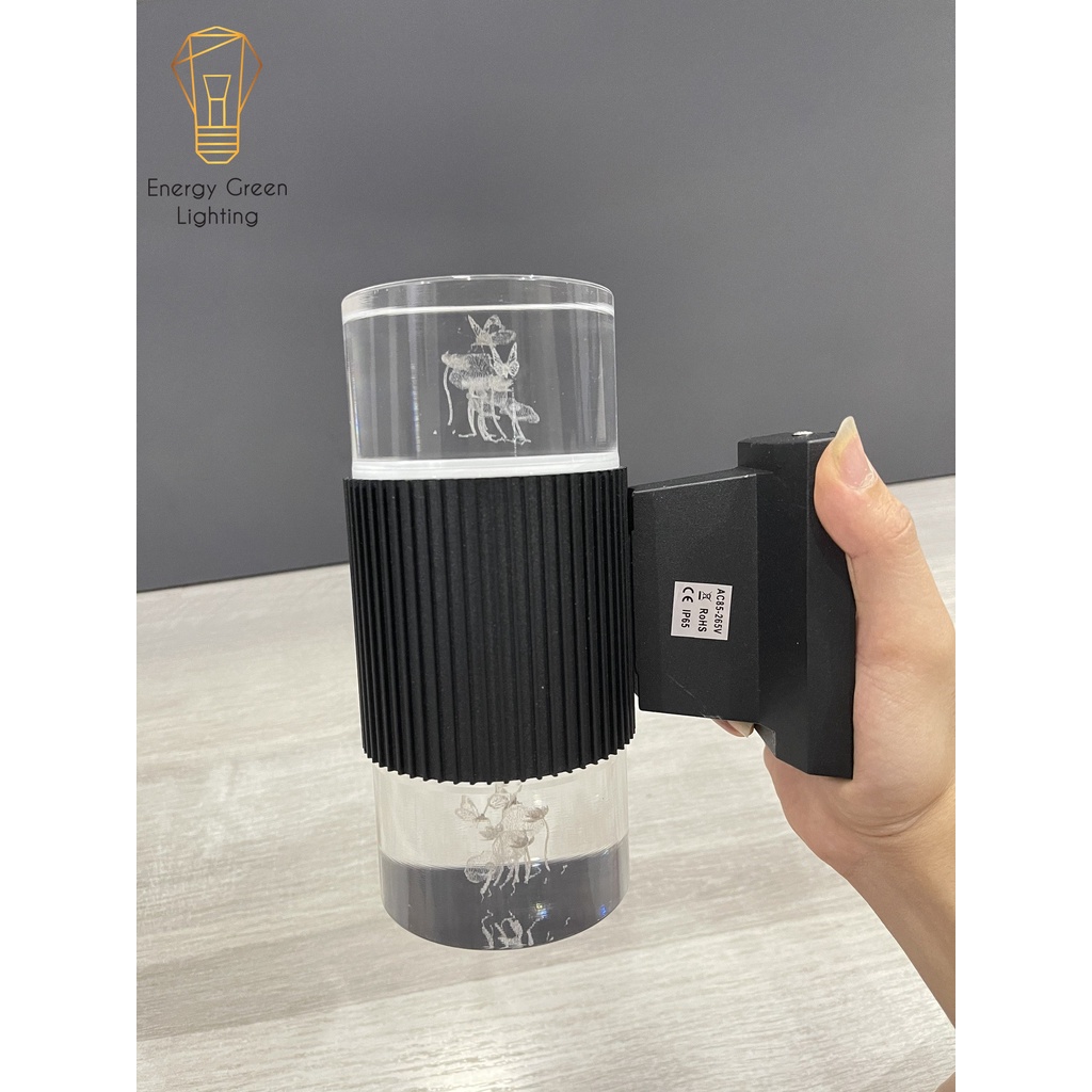 [Nhiều mẫu】Đèn Led Gắn Tường Energy Green Lighting Thủy Tinh 2 Đầu Cao Cấp - 3 Chế Độ Ánh Sáng Có Sọc