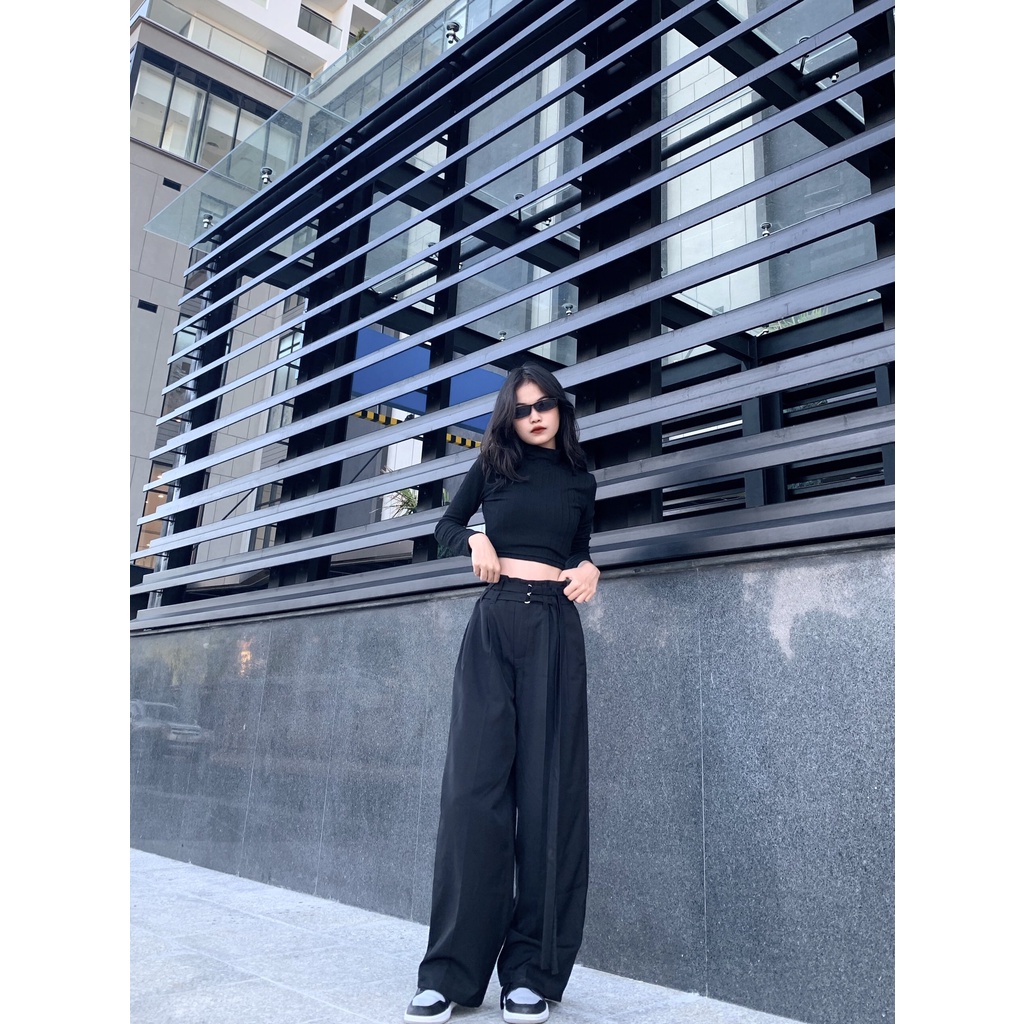 [Mã FAMARAL1 giảm 10K đơn 50K] Quần ống siêu rộng ulzzang 2 dây lưng