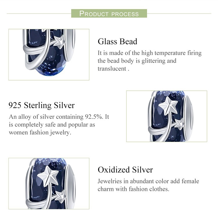 Mặt trang sức BAMOER bạc 925 thiết kế họa tiết ngôi sao thời trang