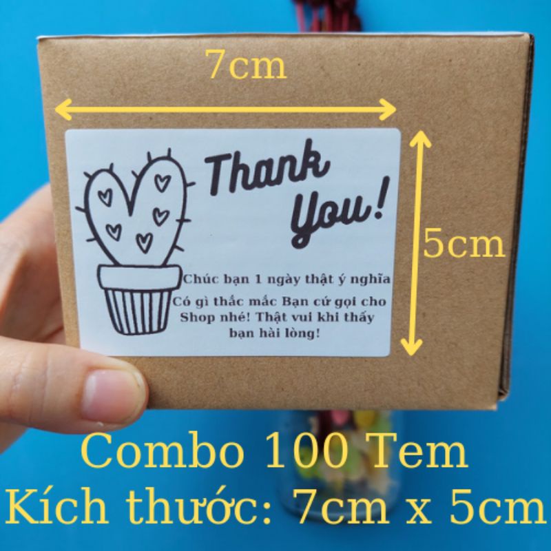 100 Tem Cảm Ơn Khách Hàng Thank You Kích thước 7x5cm