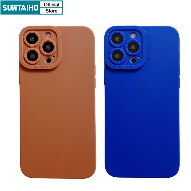 Ốp Lưng Suntaiho Bằng TPU Silicone Mềm Nhám Màu Trơn Bảo Vệ Camera Cho iPhone 11 SE 2020 X XR XS Max 6S 7 8 7 Plus