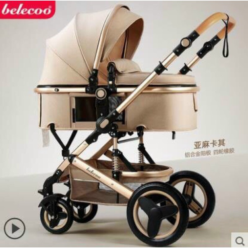 Xe đẩy cho bé Belecoo nôi gấp gọn 2 chiều có mái che cho bé từ sơ sinh-3 tuổi chịu lực 25kg LinhNam phân phối chính hãng