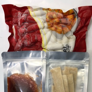 Combo bánh gạo Tokbokki nhân phomai Hàn Quốc 500g + 100g sốt ớt + 100g chả cá