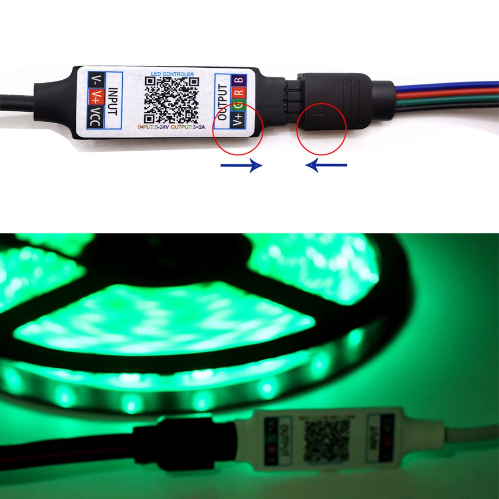 Bộ điều khiển dây đèn LED mini kết nối Bluetooth RGB với đầu cắm 4 chấu 3528 5050 chất lượng cao
