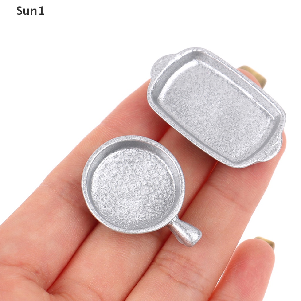 Set 4 mô hình chảo nấu ăn mini tỉ lệ 1:12 cho nhà búp bê