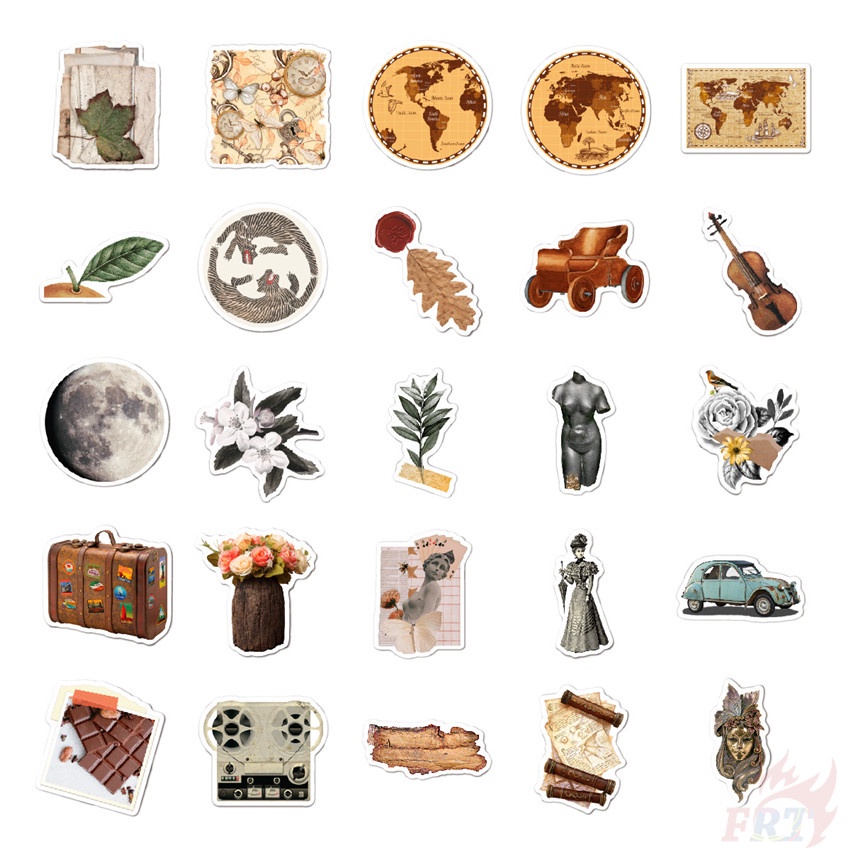 ❉ 02 Sticker Victorian Memory Series ❉ Bộ 50 Miếng Dán Trang Trí Vali Laptop Ván Trượt DIY Thời Trang